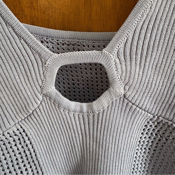 Sovere Blue Intrepid Open Knit Crop Top Revolve Keyhole Crochet NWT Large Sheer - Picture 8 of 16